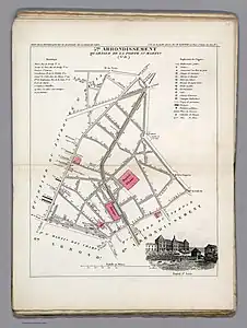 Plan du quartier Bonne Nouvelle dans l'ancien 5e arrondissement en 1834.