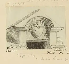 Détail des lucarnes du bâtiment démoli en 1854.