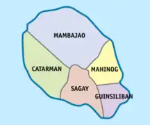 Carte des municipalités de l'île.