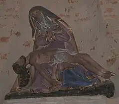 Pietà de la chapelle ND de Pitié de Montredon (46) Pierre peinte du XVIe siècle siècle