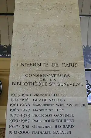 Liste des administrateurs et directeurs de la Bibliothèque Sainte-Geneviève