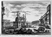 Les deux statues colossales sur une gravure du Piranèse.