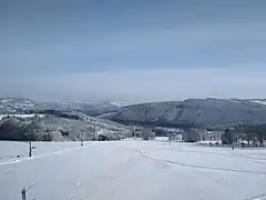 Vue aérienne de la station.