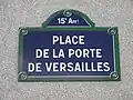 Plaque de rue de la place de la Porte-de-Versailles à Paris.