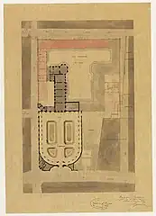 Plan au sol avec l’emprise des futurs dépôts Napoléon III.