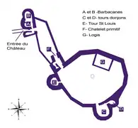 Plan du château au XIIIe&nbsp;siècle.