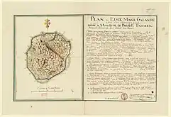 Carte de Marie-Galante accompagné de son mémoire local, par Begorrat de Coullonges, 1775.