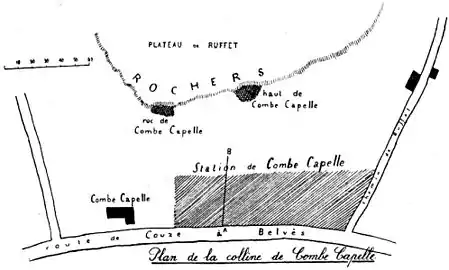 Plan de la colline de Combe-Capellepar Denis Peyrony (1943).