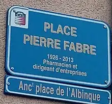 Plaque de la Place Pierre Fabre.