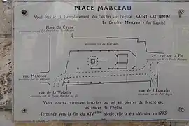 Plan de l'église Saint-Saturnin et de la place Marceau avant 1793.