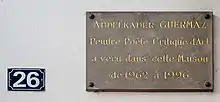 Plaque au no 26.