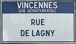 Plaque de la rue à Vincennes.