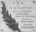 Plaque en hommage à Joseph Longarini.