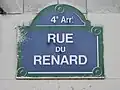 Plaque de rue de la rue du Renard.