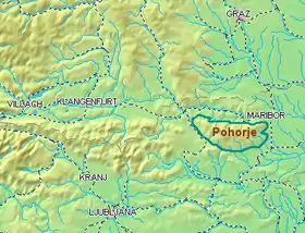 Carte de localisation du Pohorje.
