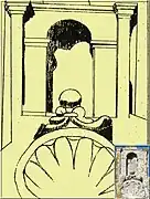 Porte soutenue par une coquille Saint-Jacques.