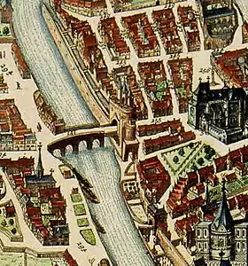 Le pont et la porte d'Avroy sur une carte du XVIIe siècle