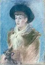"Portrait de Suzanne Hoschedé avec son chien" (c. 1880), pastel Claude Monet (W P 71)