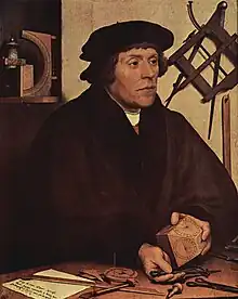 Hans Holbein, Nicolas Kretzer, 1528, tempera sur bois, 83 × 67 cm, Musée du Louvre