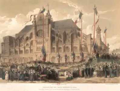 Pose de la première pierre du pavillon des Halles par le Président de la République (le Prince-président Louis-Napoléon Bonaparte) le 15 septembre 1851