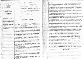 Pro-justitia du 18 août 1944, rédigé à Charleroi IV (Courcelles).