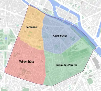 Les quartiers du 5e arrondissement.