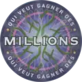 Ancien logo de Qui veut gagner des millions ? du 3 juillet 2000 au 7 juillet 2001 (version Franc).