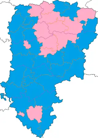 Nuance politique des candidats arrivés en tête dans chaque canton au 1er tour dans le département de l'Aisne.
