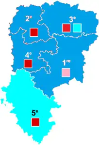 Nuance politique des candidats arrivés en tête dans chaque circonscription au 1er tour dans l'Aisne avec celle des candidats se maintenant au second tour.