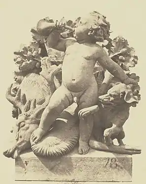 La Chasse, Paris, palais du Louvre, aile en retour Turgot. Photographie d'Édouard Baldus.