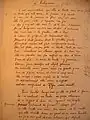 Manuscrit autographe avec une écriture de jeunesse ; texte en vers.
