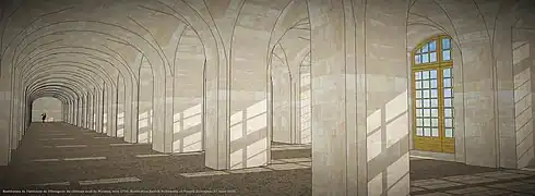 Schéma de restitution de l'intérieur de l'Orangerie du Château-Neuf.