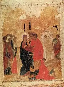 Attribué à Andreï Roublev, Résurrection de Lazare.