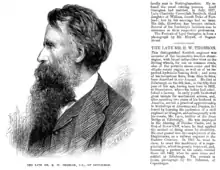 Extrait d'un journal avec la gravure de profil d'un homme barbu