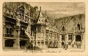 Eau-forte de Charles Pinet (série Rouen no 9, fin du XIXe s).