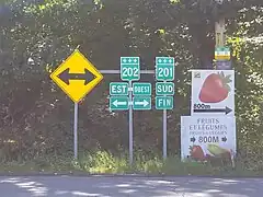 Extrémité sud de la route 201, dans le hameau de Maritana à Franklin.
