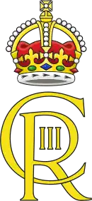 Monogramme de Charles III, coiffé de la couronne des Tudor.