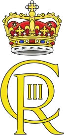 Monogramme du roi Charles III en Écosse, surmonté de la couronne d'Écosse.