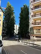 Rue des Peupliers, portion dans l'axe de la Rize.