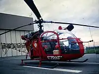 Une Alouette II, sur la base aérienne de Strasbourg-Entzheim.