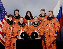 Wendy Lawrence, Franklin Chang-Diaz, Dominic Pudwill Gorie, Janet Kavandi, Charles Precourt, Waleri Rjumin et Andrew Thomas