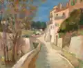 Saint-Paul-de-Vence, 1934, huile sur toile, 52 × 64 cm, signé L. Weissberg en bas à gauche, ajouté dessous : « Mendjizky ».