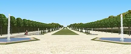 Restitution des bassins du milieu de la grande perspective haute de Saint-Cloud, au temps de Monsieur.