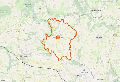 Carte en couleurs représentant les limites d'une commune.