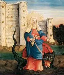 Marthe domptant la Tarasque, peinture du XVIIIe siècleMusée des Arts et traditions populaires.