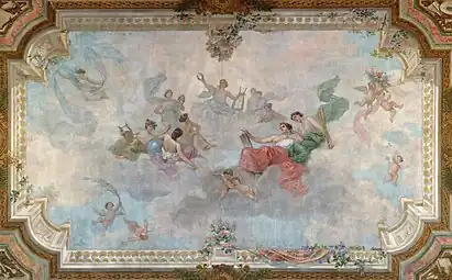 Paul Mathey, Apollon couronnant les arts scéniques (1895-1896), plafond.