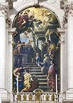 Luca Giordano, Présentation de la Vierge au temple, 1672-1674, basilique Santa Maria della Salute de Venise