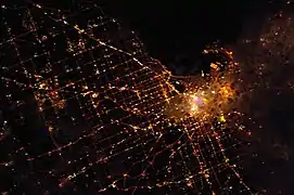 Image satellite de Melbourne la nuit, vue de la NASA.