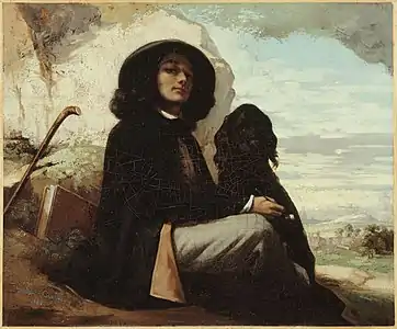 Autoportrait au chien noirvers 1842