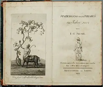 Frontispice de Spaziergang nach Syrakus im Jahre 1802 de Seume (Braunschweig und Leipzig, 1803) en regard de la page de titre